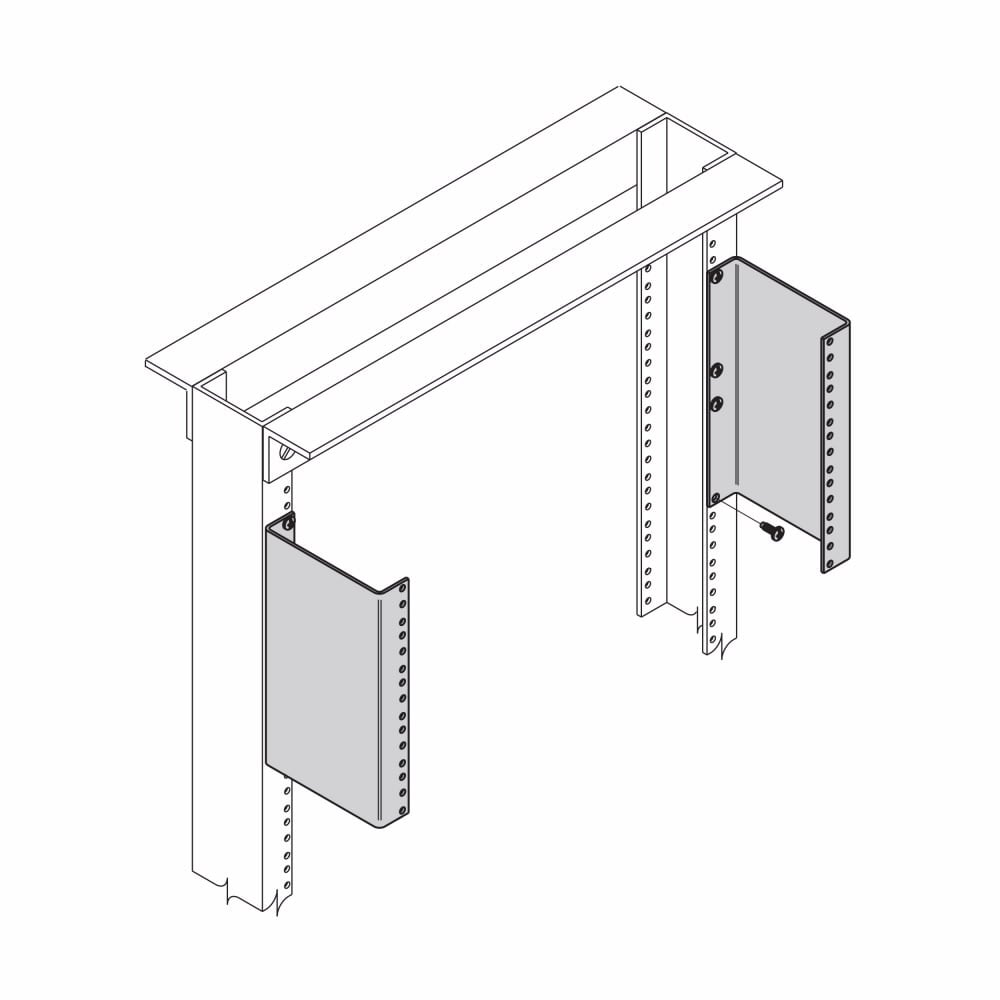 Eaton B-Line series open frame racks, 11 Gauge steel, Spaces: 2, Screws: 4, Telco gray powder coat, Network equipment rack standoff bracket