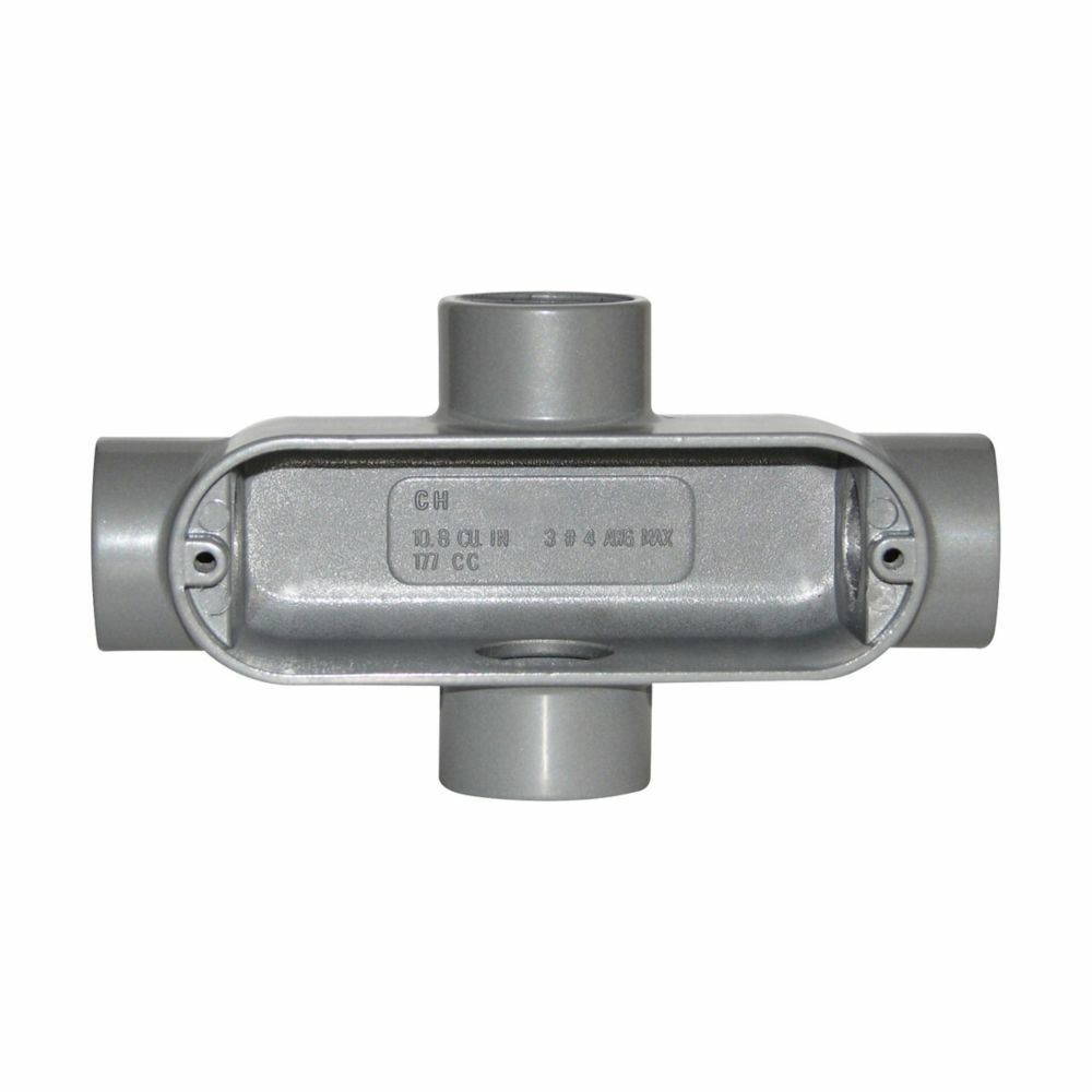 Eaton Crouse-Hinds series Condulet Series 5 conduit outlet body, Rigid/IMC, Copper-free aluminum, X shape, 1/2"