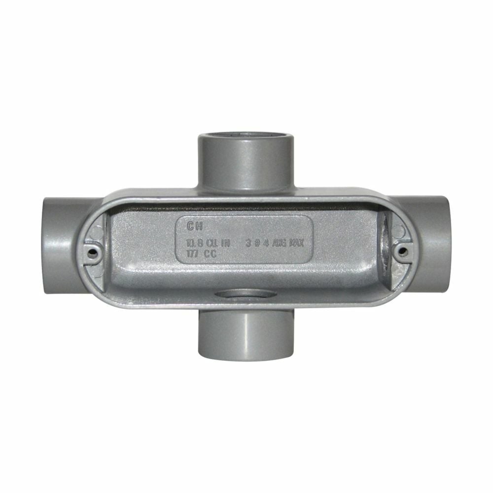Eaton Crouse-Hinds series Condulet Series 5 conduit outlet body, Rigid/IMC, Copper-free aluminum, X shape, 2"