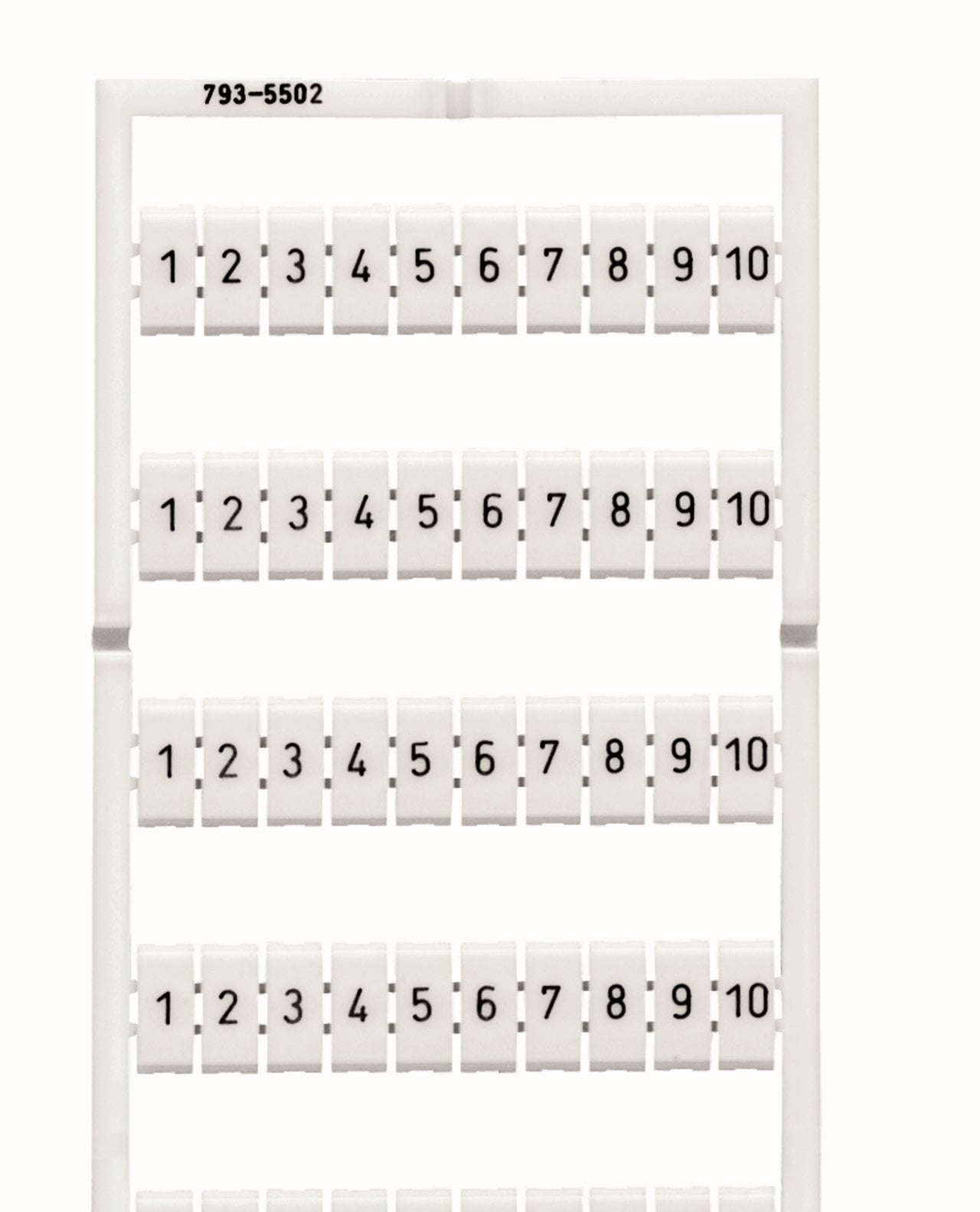 WMB marking card; as card; MARKED; 1 ... 10 (10x); stretchable 5 - 5.2 mm; Horizontal marking; snap-on type; white