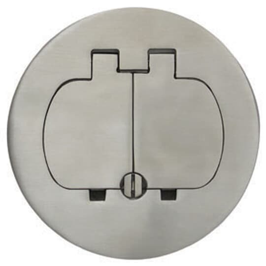 Two Door Cover for Round Floor Box, Stainless Steel, For use with Duplex Devices