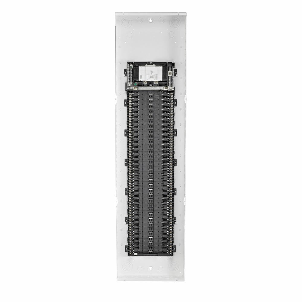 Indoor Load Center, NEMA 1 with Main Circuit Breaker, 200 Amp, 66 Spaces, 22 KA Interrupt Rating, Enclosure and Interior Only - White