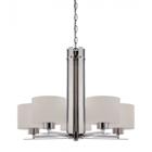 Parallel 5 Light Chandelier with Etched Opal Glass Polished Nickel