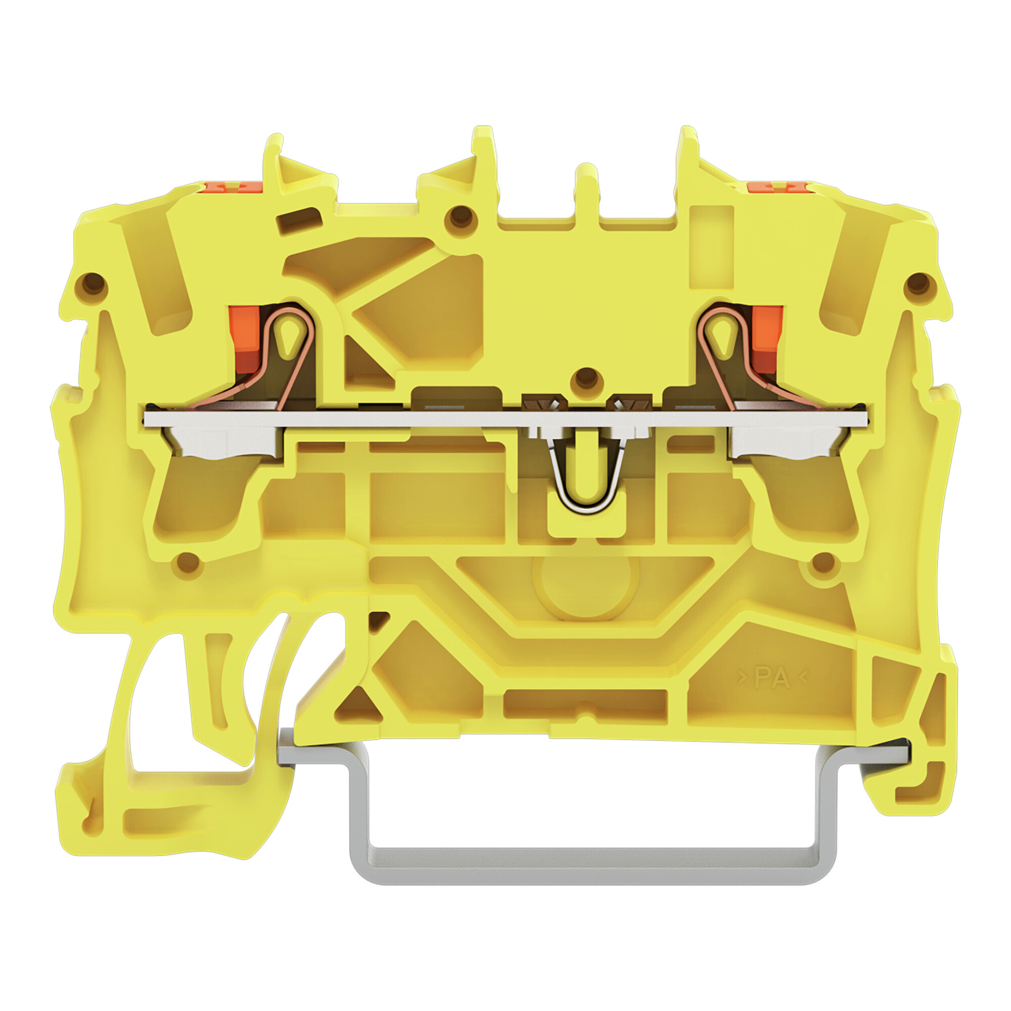 2-conductor through terminal block, with push-button 2.5 mm, yellow