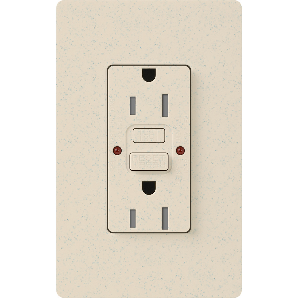 Tamper resistant, Self-testing GFCI  receptacle, 15A in limestone