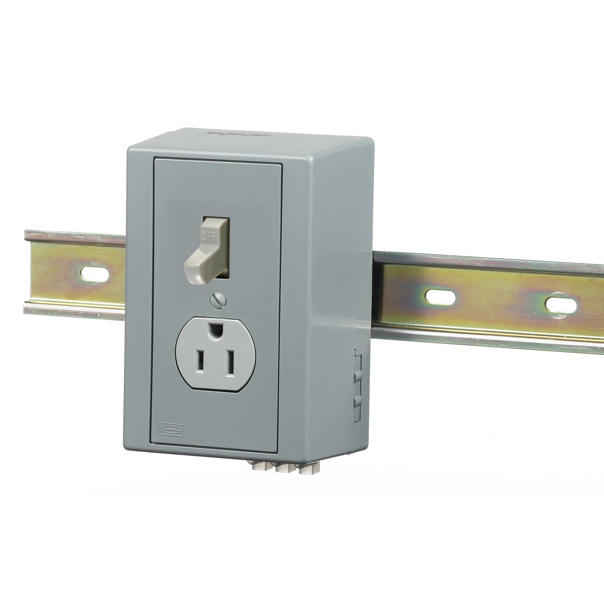 DIN Rail Utility Box, Combo Toggle/Receptacle, Gray.