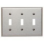 3-Gang Toggle Device Switch Wallplate, Oversized, 302 Stainless Steel, Device Mount, Stainless Steel