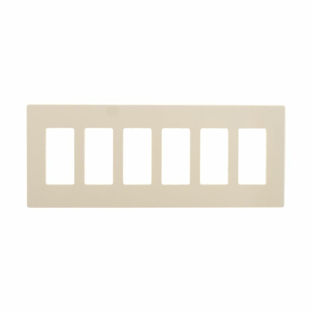 Eaton Screwless wallplate, Screwless, Almond, Decorator Cutout, Polycarbonate, 6-Gang, Mid-size