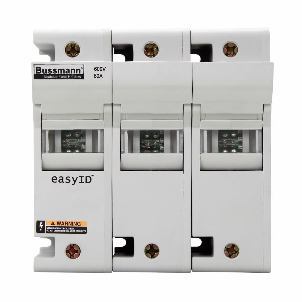 Eaton Bussmann series CH modular fuse holder, 600 Vac, 600 Vdc, 60A, Three-pole, Neon lamp