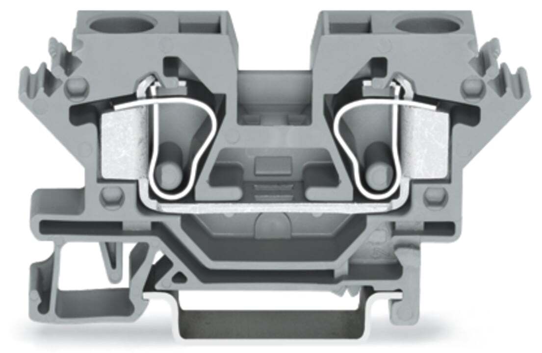 2-conductor through terminal block; 10 mm; lateral marker slots; for DIN-rail 35 x 15 and 35 x 7.5; CAGE CLAMP; 10,00 mm; gray
