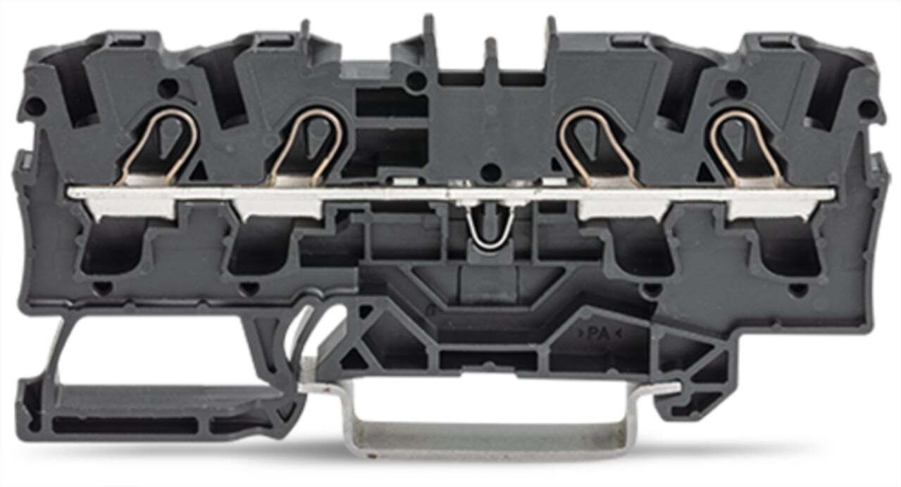 4-conductor through terminal block; 4 mm; suitable for Ex e II applications; side and center marking; for DIN-rail 35 x 15 and 35 x 7.5; Push-in CAGE CLAMP; 4,00 mm; black