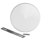Ceiling Cover Plate, Steel material, Zinc Plated Finish, 5-1/4 in. Size, White, includes Adjustable Strap and Screws