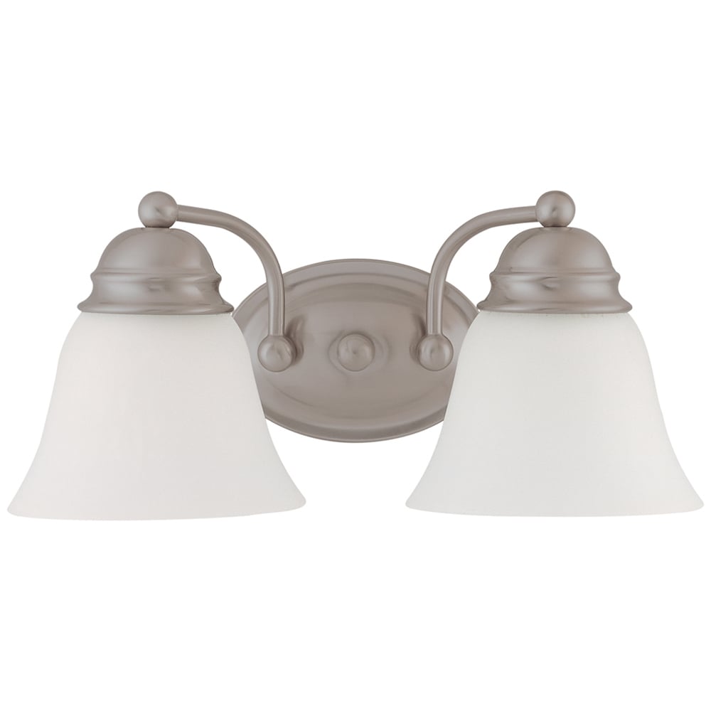 Empire - 2 Light 15 Vanity w/ Frosted White Glass - Brushed Nickel