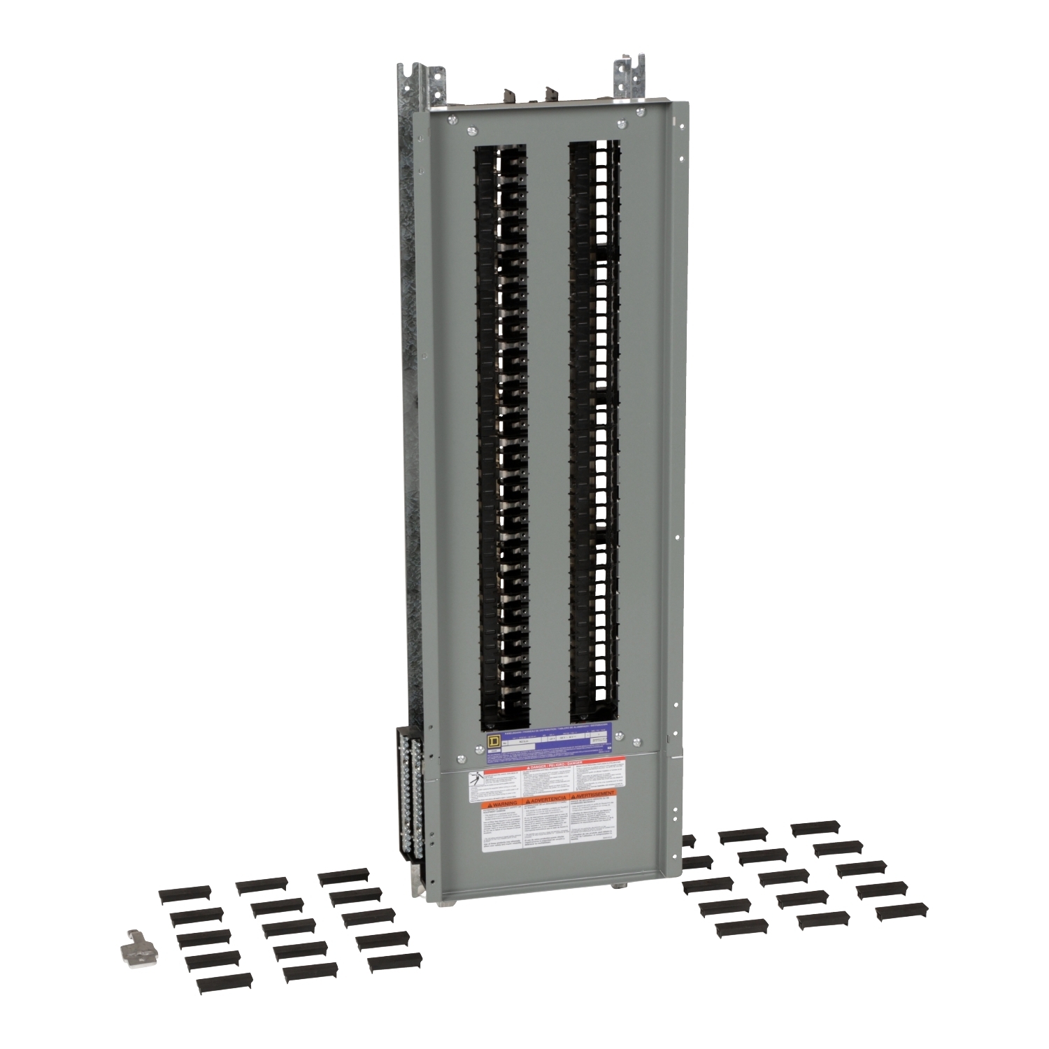 Panelboard interior, NQ, main lugs, 225A, Al bus, 72 pole spaces, 1 phase, 3 wire, 240VAC, 48VDC