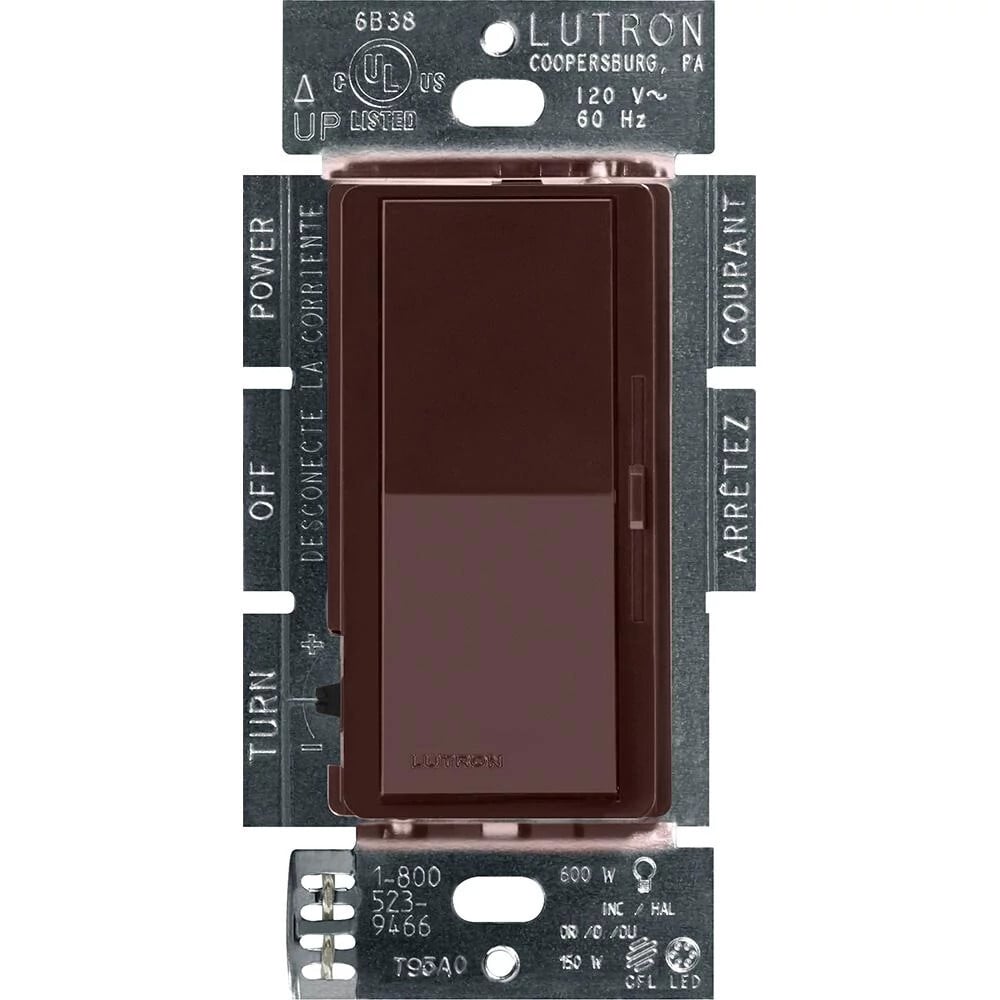 Diva LED+ Dimmer - Gloss Finish,  LED, Incandescent/Halogen, 3-way/single-pole, 150W LED or 600W inc/hal clamshell packaging in brown