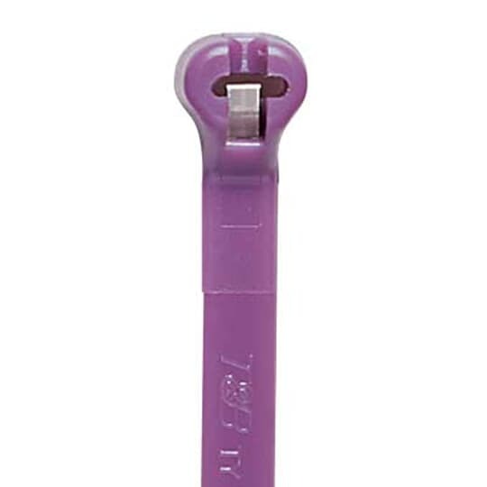 Cable Tie, Purple Polyamide (Nylon 6.6) for Temperatures up to 85 Degrees Celsius (185 F) for Indoor Applications, UL/EN/CSA62275 Type 2/21 Rated for AH-2 Plenum, Length of 208mm (8.2 Inches), Width of 3.6mm (0.14 Inches), Thickness of 1mm (0.04 Inch), Tensile Strength Rating of 178 Newtons (40 Pounds), Bulk Pack