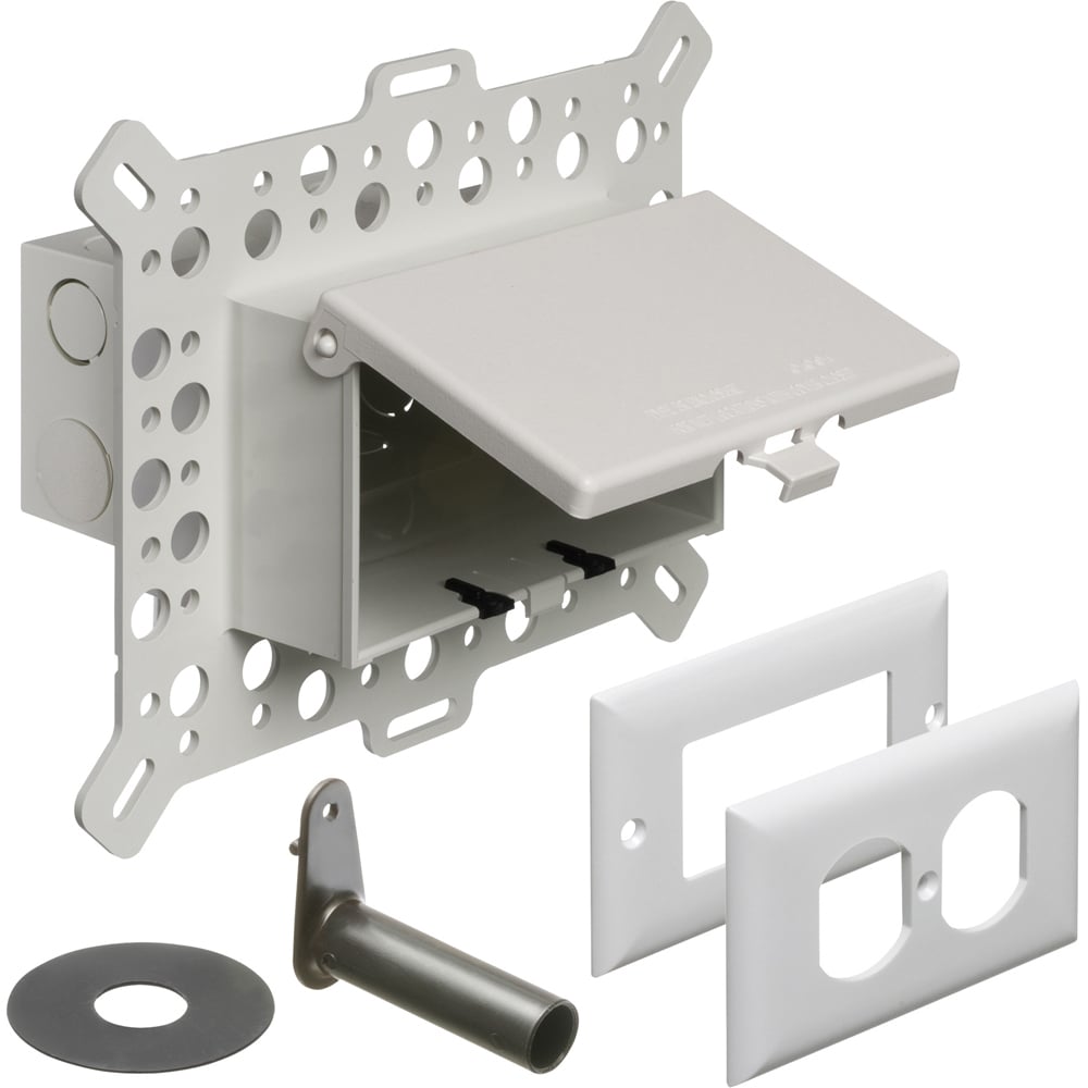 Low profile inbox for new construction stucco, textured surfaces and rigid siding. Horizontal with White Cover