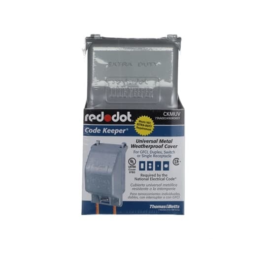 Single Gang While-In-Use Universal Medium Vertical Cover, 3-1/4 Inch Internal Depth, Silver, Aluminum Alloy, For use with Duplex, GFI, Single Receptacle, and Switch