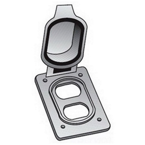 OZ-Gedney Type FS-1 Cast Device Box Cover With Lid, Die-Cast Aluminum, Finish: Aluminum Enamel, Number Of Outlet: (1) Duplex Receptacle, Device Box, Screw Mounting, No, Third Party Certification: UL File Number E-18095, CSA 009795, Applic