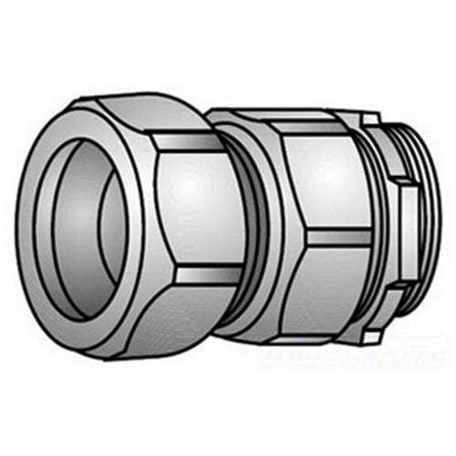 OZ-Gedney Type 31 Gland Compression Rigid Connector, Size: 2 IN, Connection: Male NPS Hub X Compression, Malleable Iron, Finish: Zinc Electroplated, Dimensions: 3-5/16 IN Maximum Diameter X 1-1/2 IN Length, 11/16 IN Thread Length, Third Party Certi