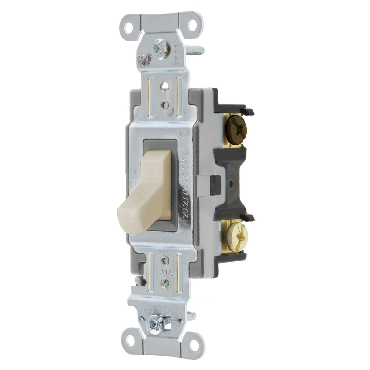 CS320LA 3-Way Specification Grade AC Toggle Switch, 120/277 V AC, 20 A, 2 hp, 5540 W Power Rating, 2-Position Contact