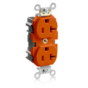  20 Amp, 125 Volt, Lev Lok Duplex Receptacle, Isolated Ground, Tamper Resistant, Industrial Grade, Orange