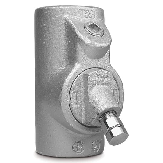 1-1/2 Inch EYD Drain Seal, Body and Inspection or Drain Cover Gray Iron and/or Ductile Iron, Closure for Drain Aluminum, or Ductile Iron, Small Closure Plug Gray Iron and/or Steel, Drain Stainless Steel, Removable Nipples Steel