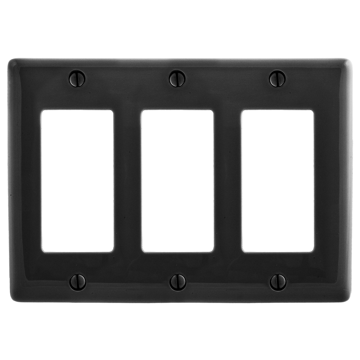 Wallplates and Box Covers, Wallplate, Nylon, 3-Gang, 3) Decorator, Black