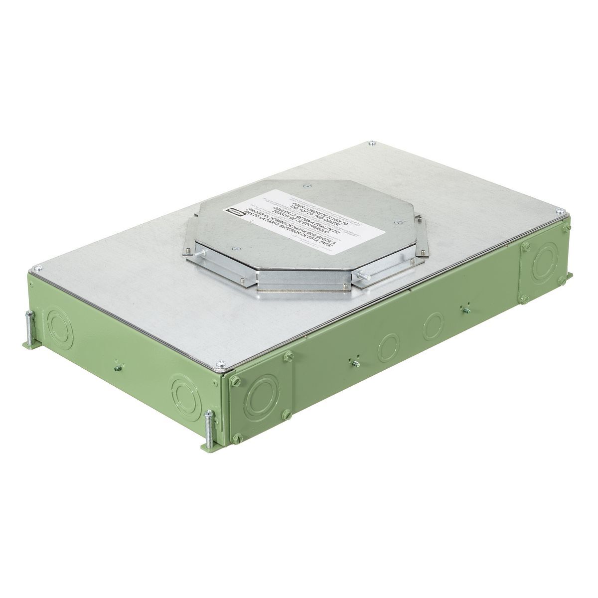 SystemOne ETERNAL Series Concrete Floorboxes, Galvanized Stamped Steel Box, Recessed, 6-Gang CFB E-Series Box for Round Covers, 3.75" Minimum Depth of Pour, Corrosion Resistant Paint