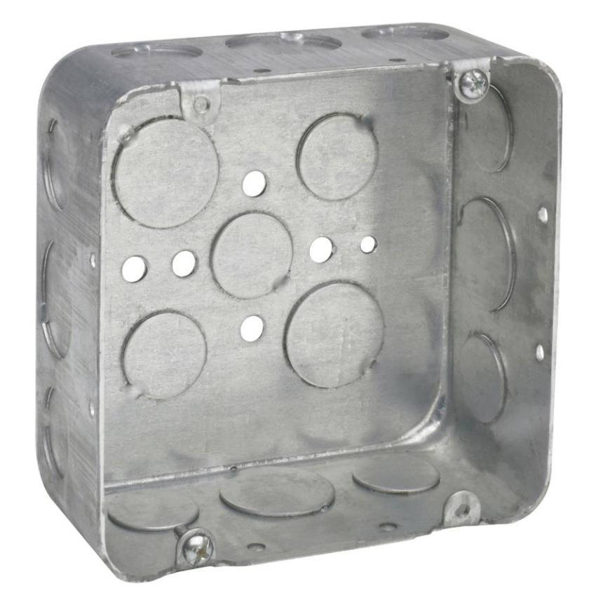 TP832 TP Drawn Outlet Box, Steel, 42 cu-in Capacity, (17) Knockouts, 4-11/16 in H x 4-11/16 in W x 2-1/8 in D