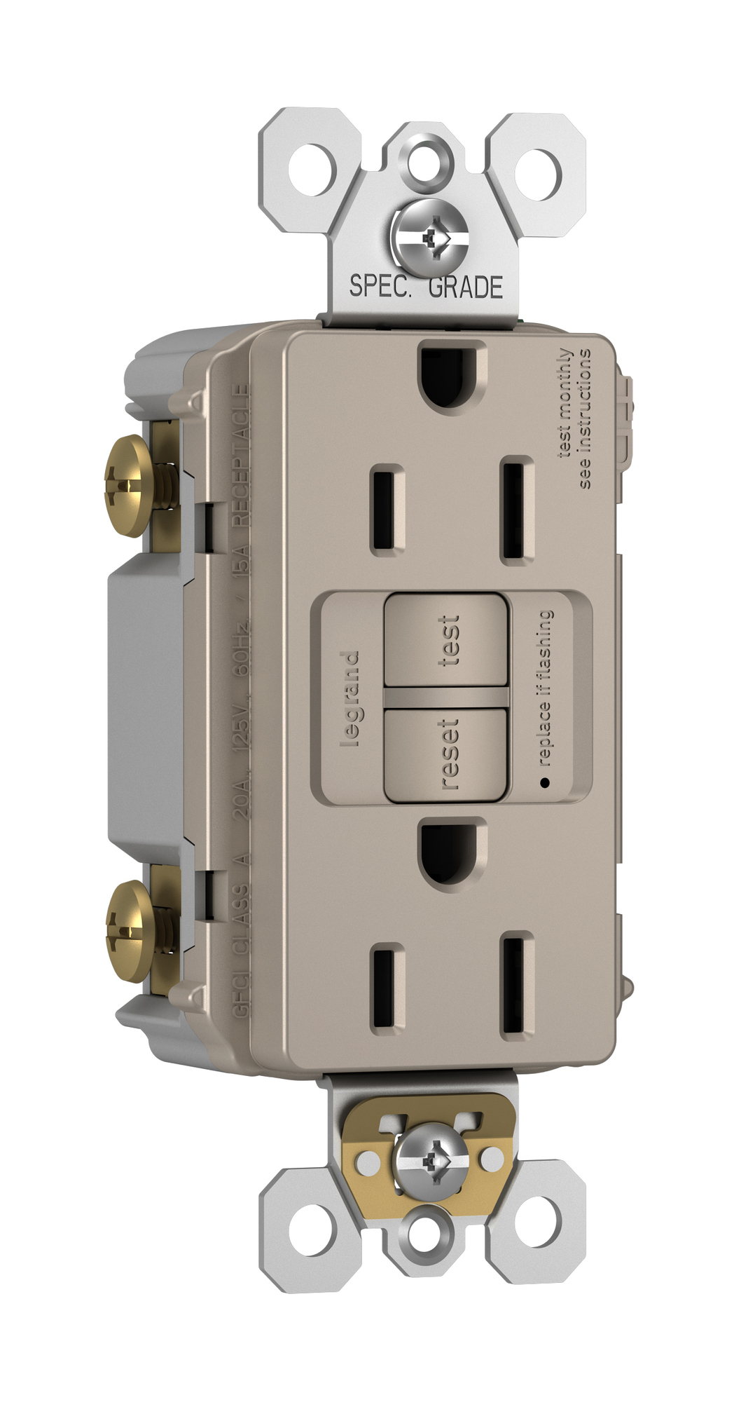 15A 125V GFCI Tamper Resistant Receptacle, Nickel