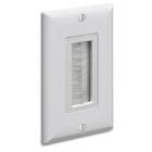Cable entry device with brush style cover. White Non-metallic. Includes two #6 screws. Comes with wall plate