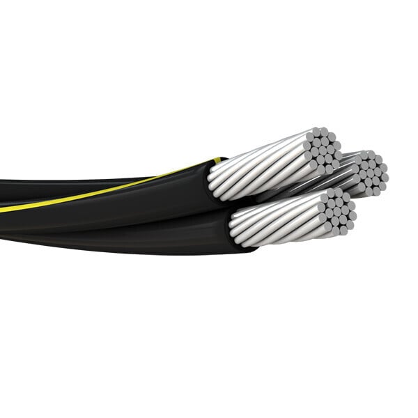 Triplex Underground Residential Distribution (URD) Wire, Aluminum Conductor, 4/0-4/0-4/0, 1350-H19 Series, Monmouth, 1000 Foot Reel