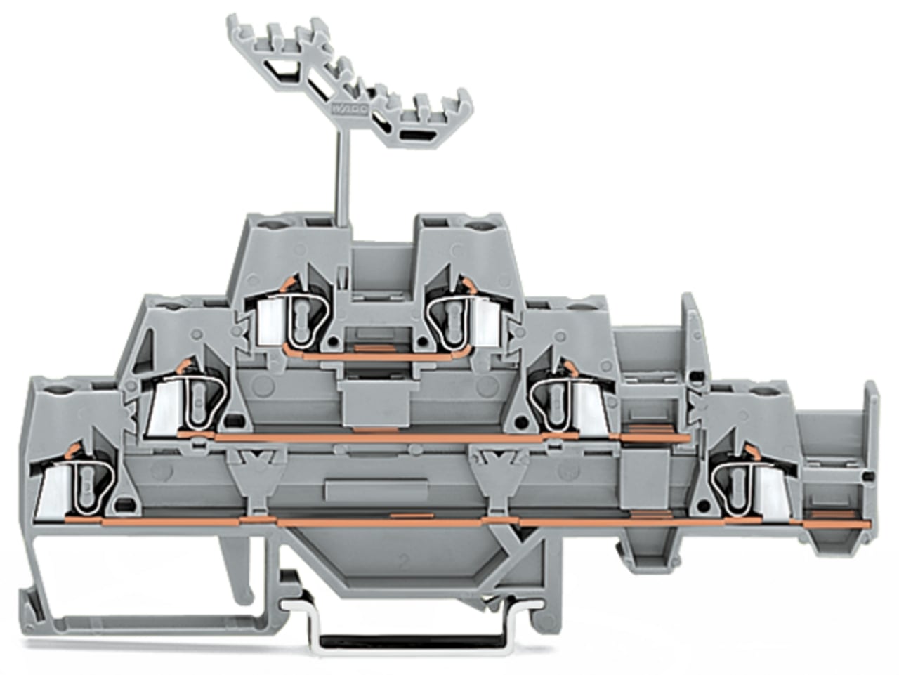 Triple-deck terminal block; Through/through/through terminal block; with additional jumper position on lower level; for DIN-rail 35 x 15 and 35 x 7.5; 2.5 mm; CAGE CLAMP; 2,50 mm; gray/gray/gray