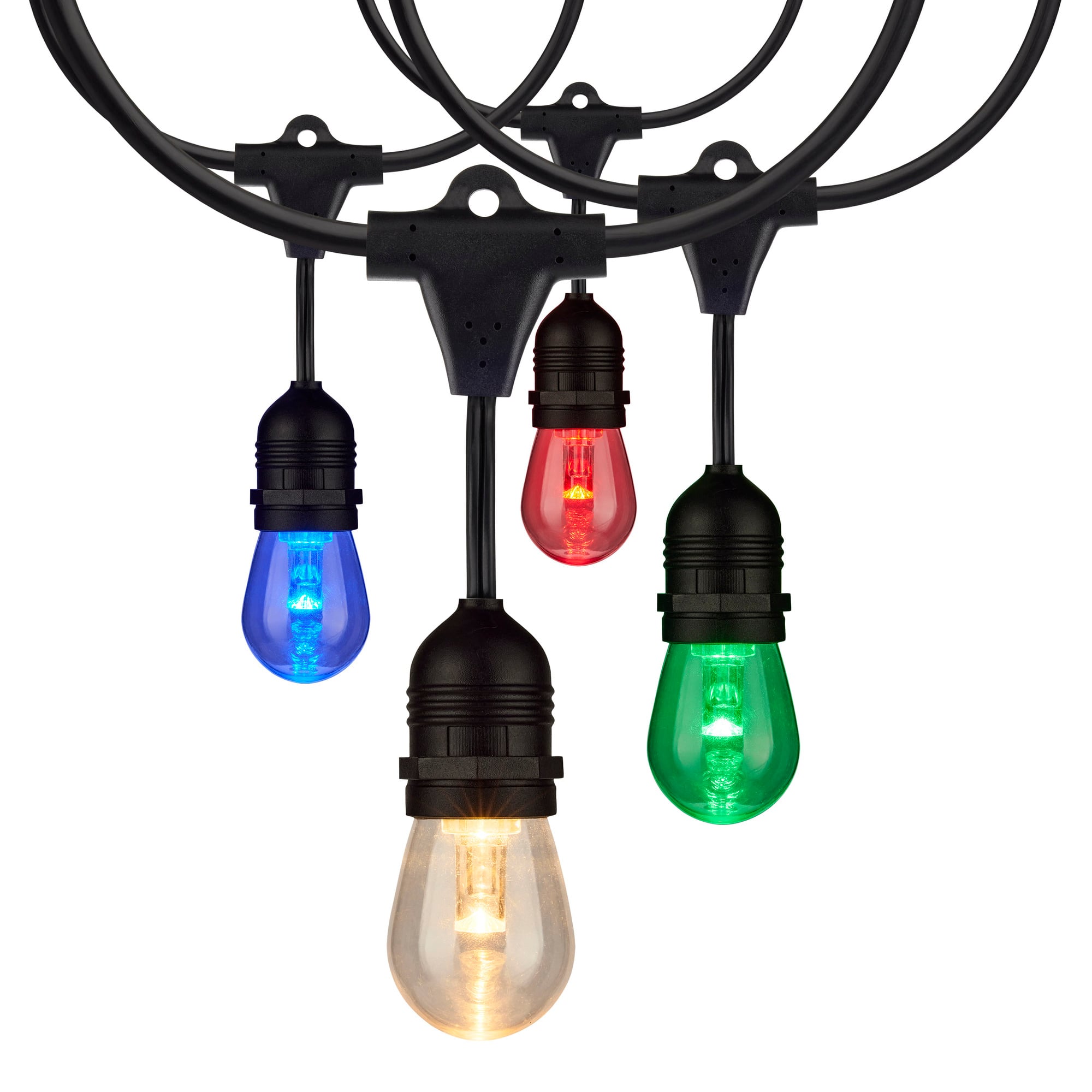 24-Foot LED String Light Fixture with 12-S14 Lamps - 12 Volts - RGBW with Infrared Remote