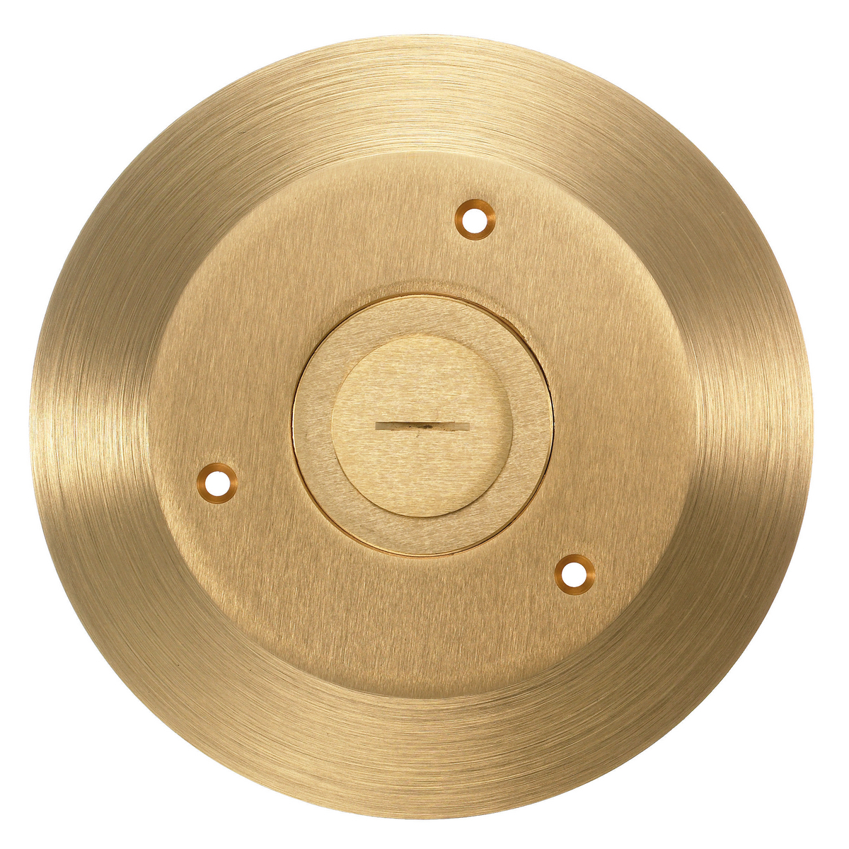 Flush Concrete Floor Box Series, 1-Gang One Piece Cover/Carpet Flange, Round, Combination 2-1/8"X 1" Threaded Opening, Brass
