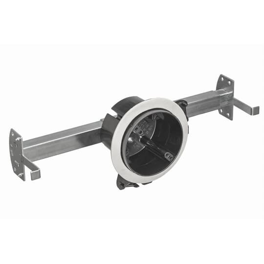 Round Fan/Fixture Vaportight Box, Volume 26 Cubic Inches, Diameter 4 Inches, Depth 2-3/4 Inches, Color Black, Polycarbonate, Mounting Means #3 Bracket, Mounting Means 16 Inch to 24 Inch Adjustable Hanger Bar