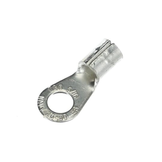 Non-Insulated Large Brazed Seam Ring Terminal, Length 1.32 Inches, Width .60 Inches, Bolt Hole 5/16 Inch, Wire Range #6 AWG, Copper, Tin Plated, 200 Pack