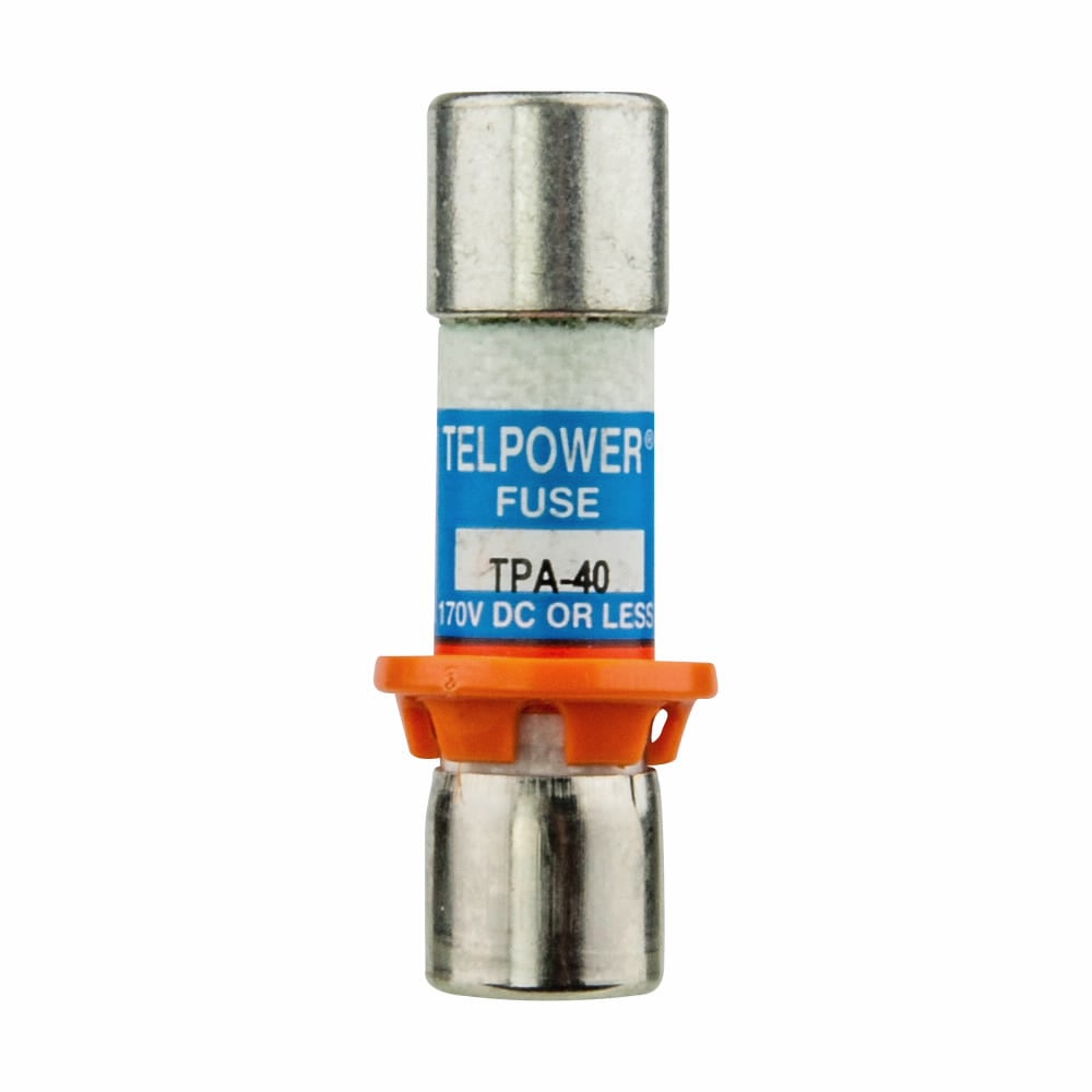 Eaton Bussmann series TPA telecommunication fuse, Indication pin, Orange ring for correct fuse position, 170 Vdc, 40A, 100 kAIC, Non Indicating, Current-limiting, Ferrule end X ferrule end