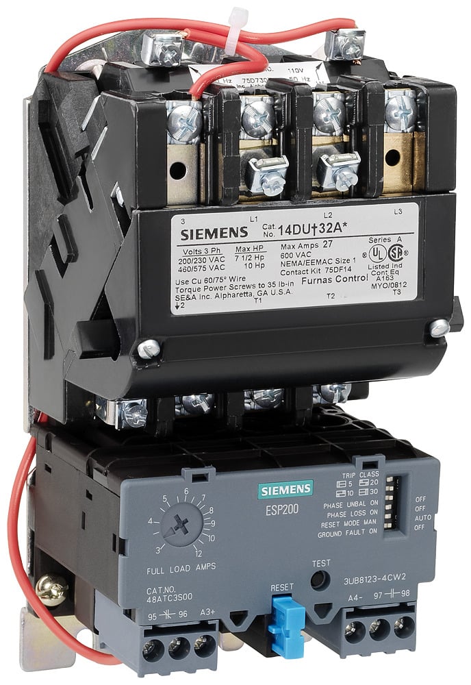 Non-reversing motor starter, Size 1, Three phase full voltage, Solid-state overload relay, OLR amp range 5.5-22A, 110 120/220 240VAC 60Hz coil, Non-combinationtype, Enclosure type (open), No enclosure