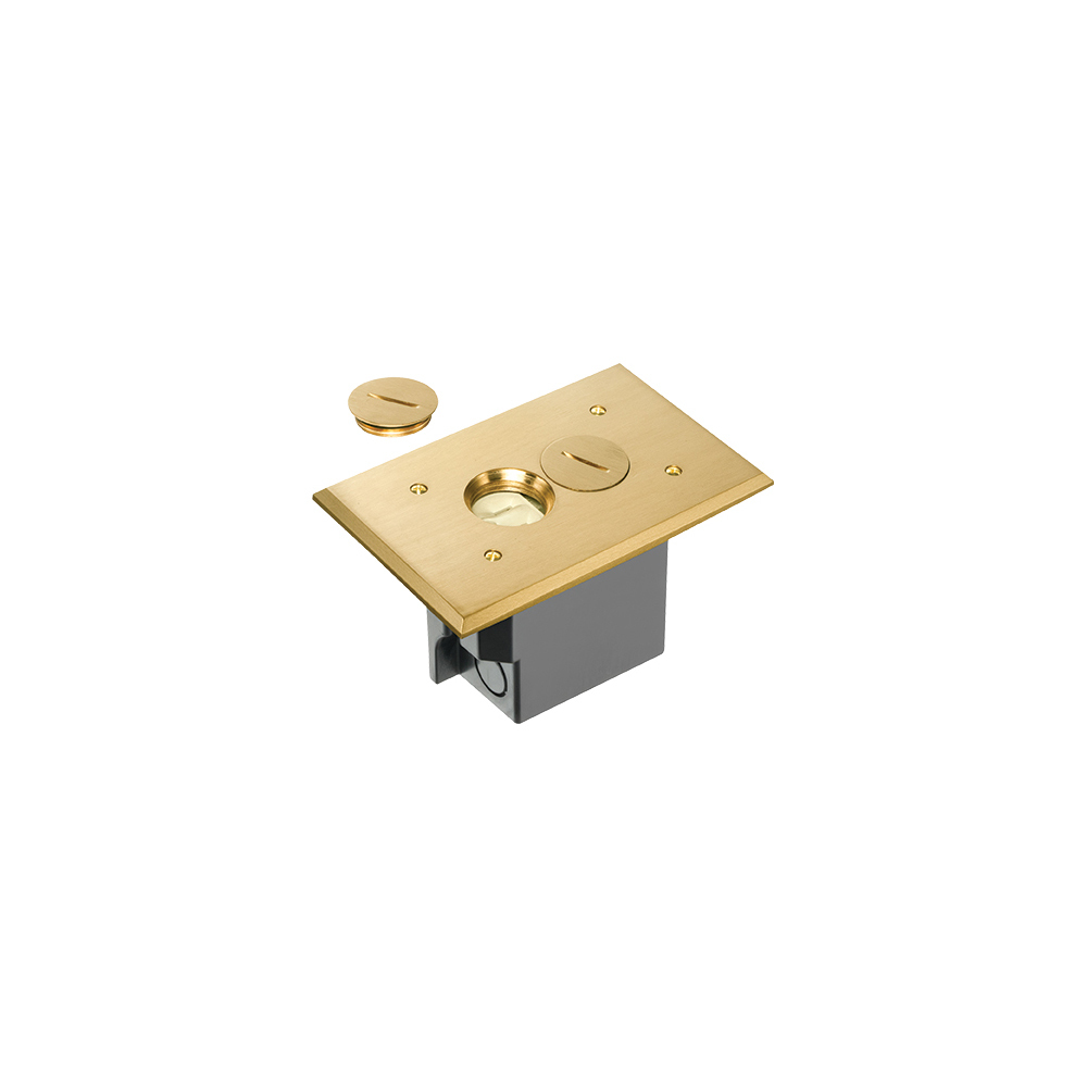 Non Metallic Box with metal covers for existing floors. Rectangular gasketed, metallic brass cover with threaded plugs.