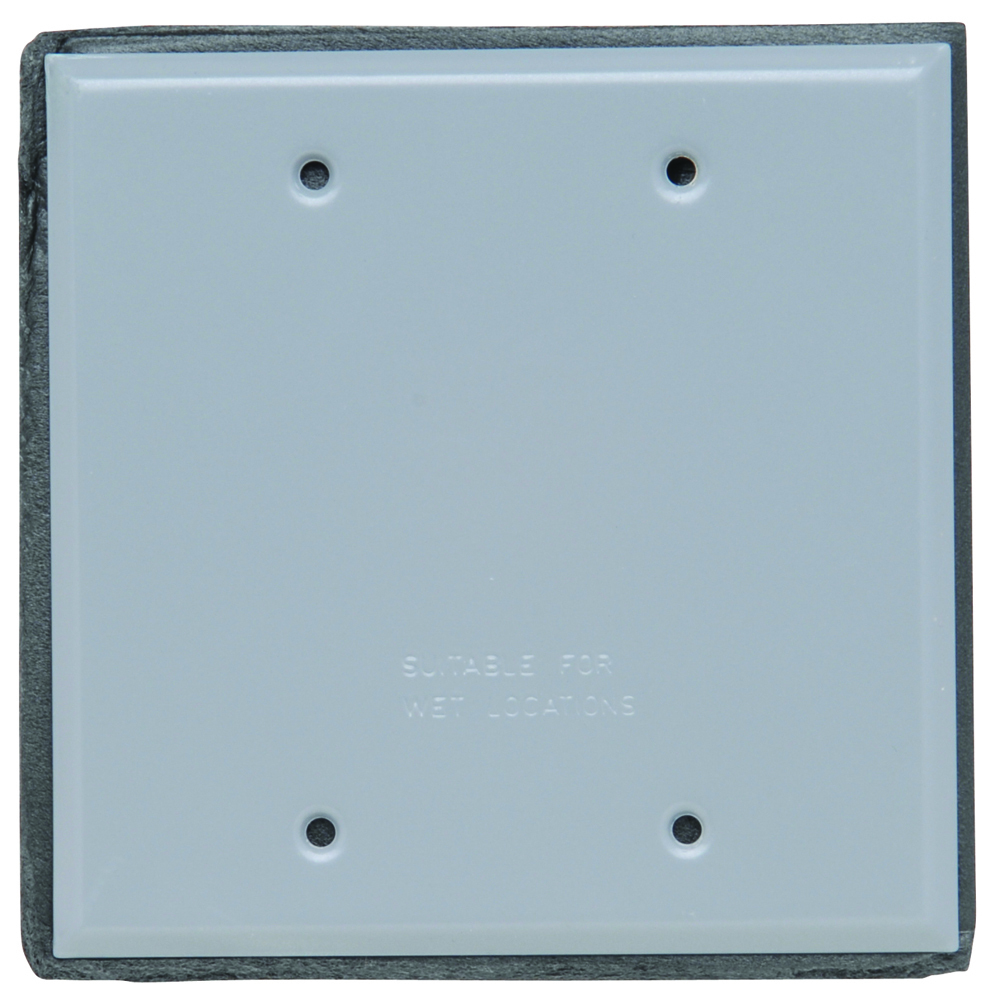 Weatherproof 2 Gang Blank Aluminum Cover With Gasket and, Screws, Gray
