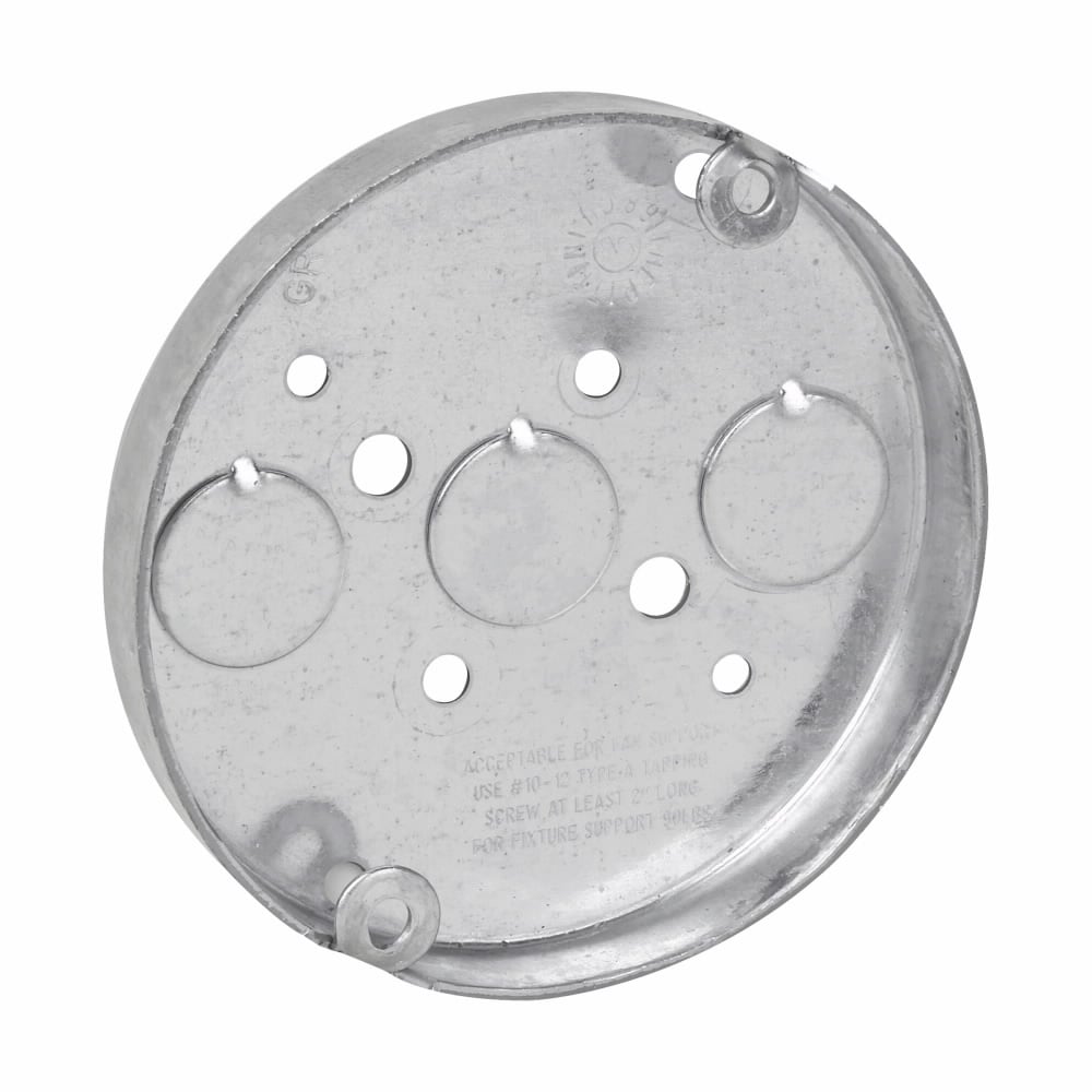 Eaton Crouse-Hinds series Ceiling Fan Box, (3) 1/2", 4", 1/2", Steel, Fan rated, fixture rated, 6.0 cubic inch capacity