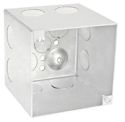 4 Square Junction Box, 4 in. Deep, (8) 3/4 in. Side knockouts