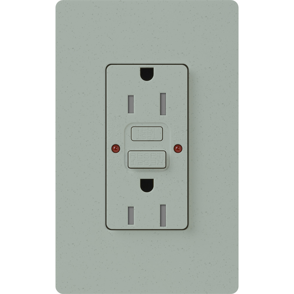 Tamper resistant, Self-testing GFCI receptacle, 15A in bluestone