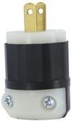 15-Amp, 125-Volt, NEMA 1-15P, 2P, 2W, Plug, Straight Blade, Industrial Grade, Non-Grounding, Black and White