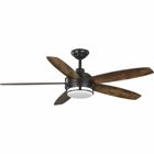 This ceiling fan offers a modern take on a traditional design that will find a perfect home in a variety of outdoor spaces and lifestyles. Five blades finished in a faux wood grain texture extend from a modern-style architectural bronze center column. An LED light is encased in a crisp opal shade to illuminate a well-loved space meant to be lived-in and enjoyed.
