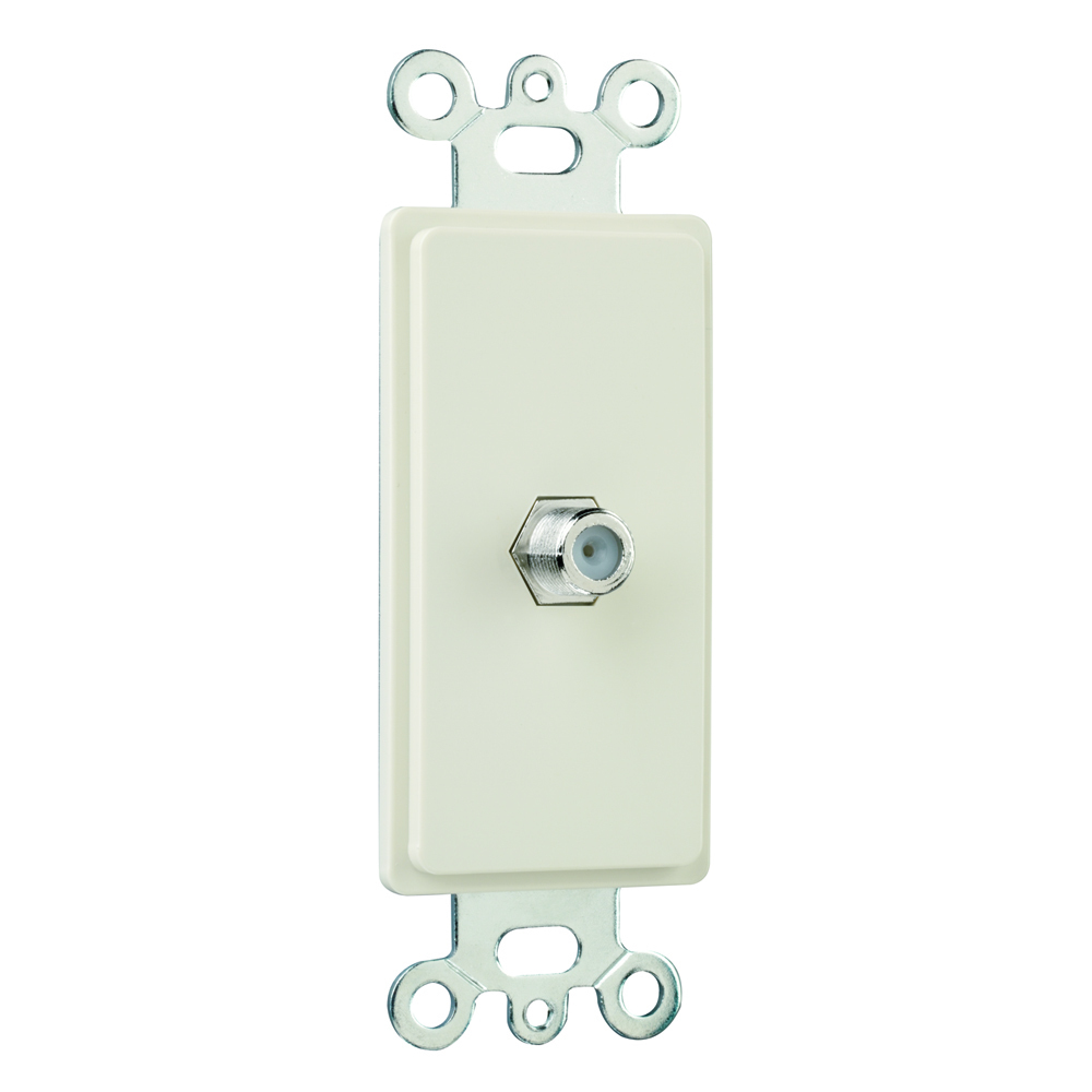 Single gang Decorator f type coaxial connector. Light Almond.