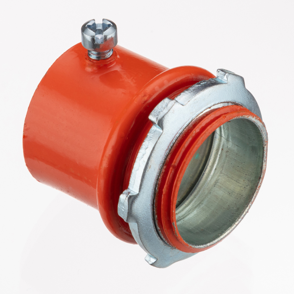 EMT Connectors, Color-Coded, Steel, Orange, Size 1-1/4"