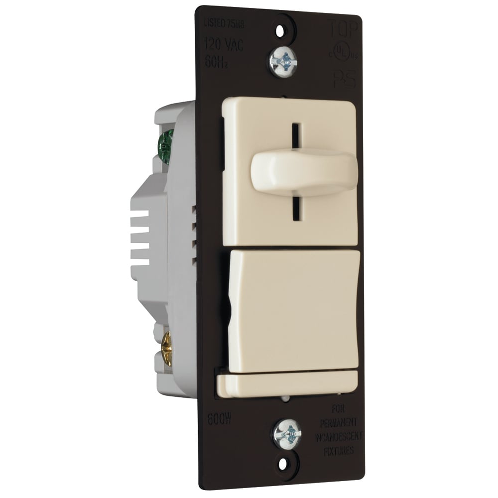 Incandescent Slide Dimmer, Preset 600W, Light Almond